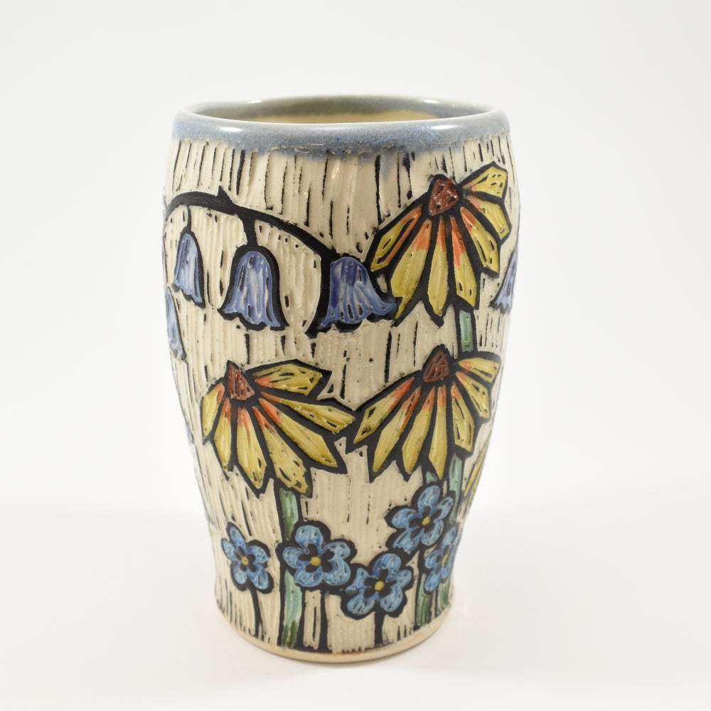 Tall Tumbler - Spring flowers, light blue