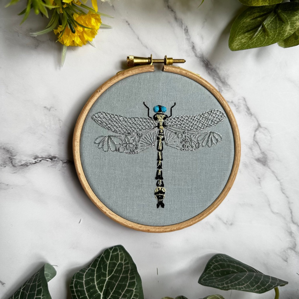Mini Embroidery Kit - Olive Clubtail Dragonfly