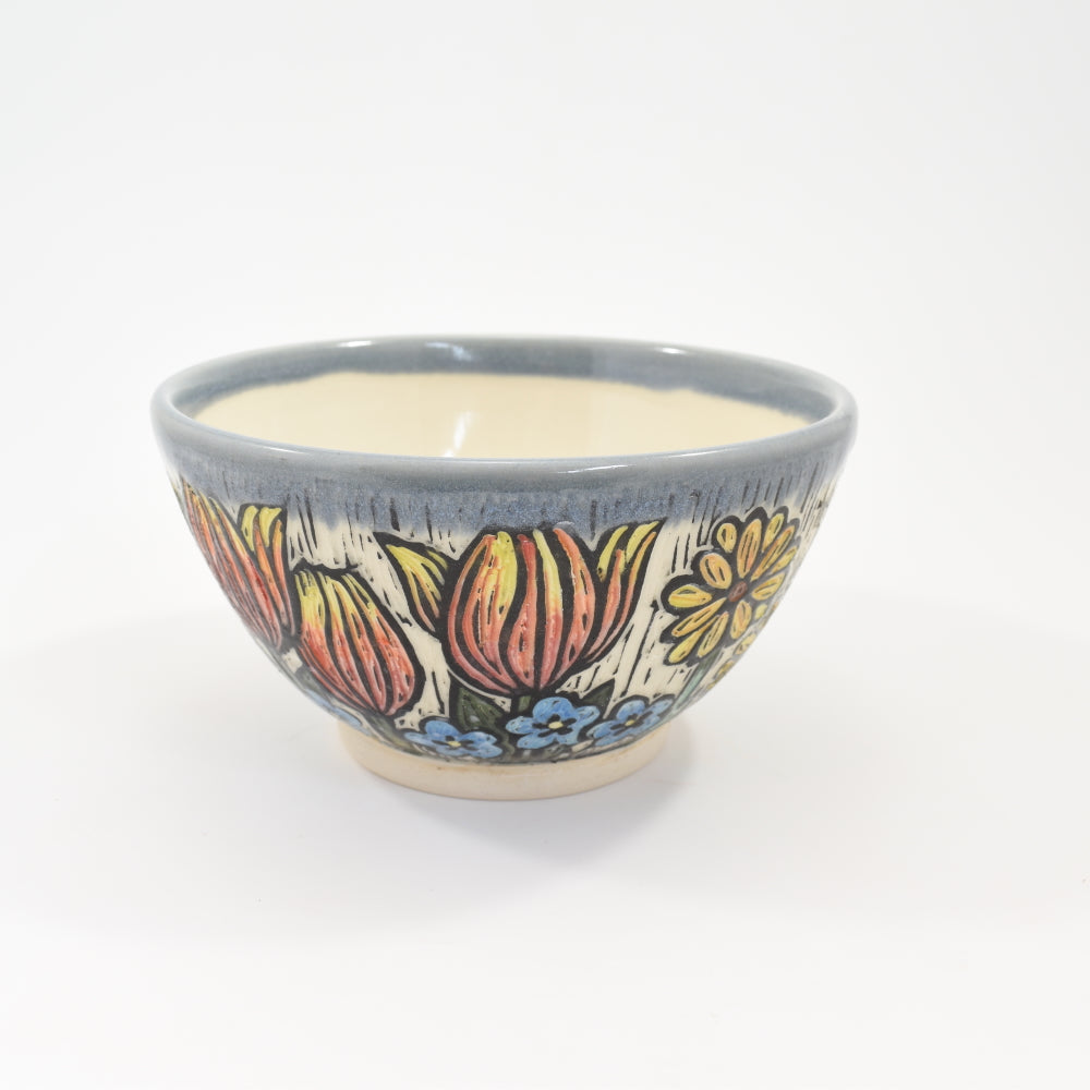 Cereal Bowl - Spring flowers, light blue