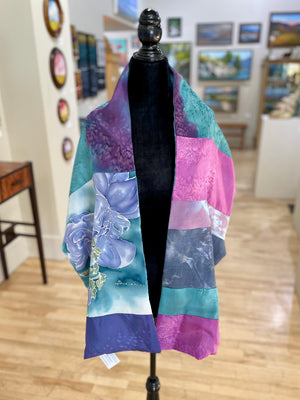 Pieced Scarf with Orchid (Teal + Blue)