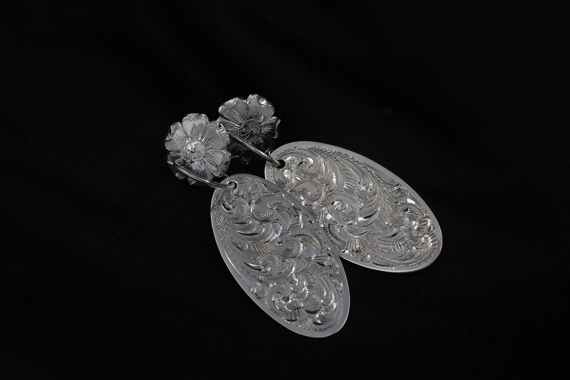 Earrings-Large Ovals with Flowers