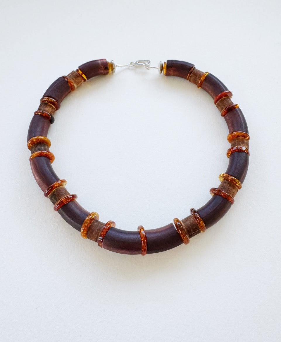 Amber & Wood Necklace