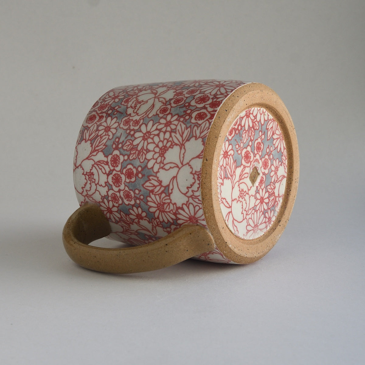 Rustic Medium Mug - Grey & Pink Peony
