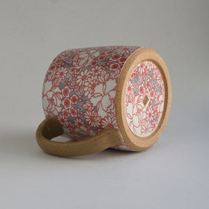 Rustic Medium Mug - Grey & Pink Peony