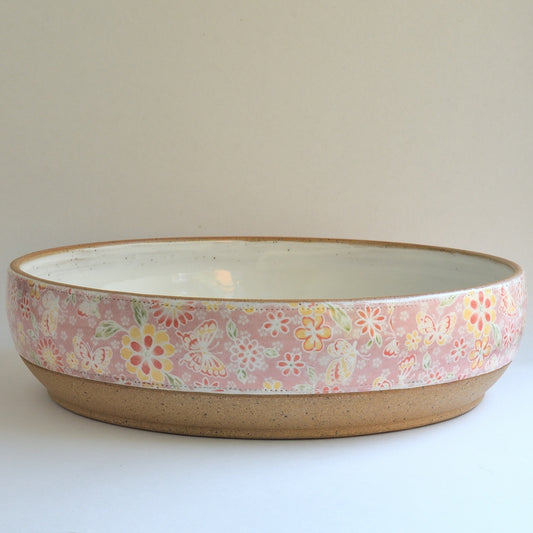 Rustic Pink Butterfly Serving/Salad Bowl
