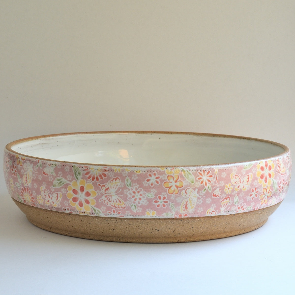 Rustic Pink Butterfly Serving/Salad Bowl