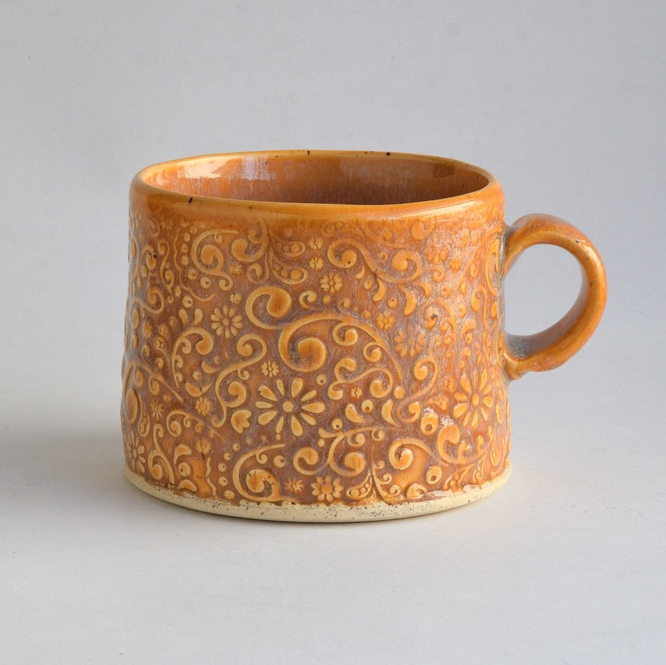 Small Floral Mug - Tangerine