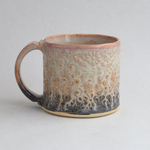 Small Chocolate Peach Floral Mug