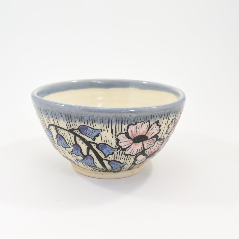 Cereal Bowl - Spring flowers, light blue