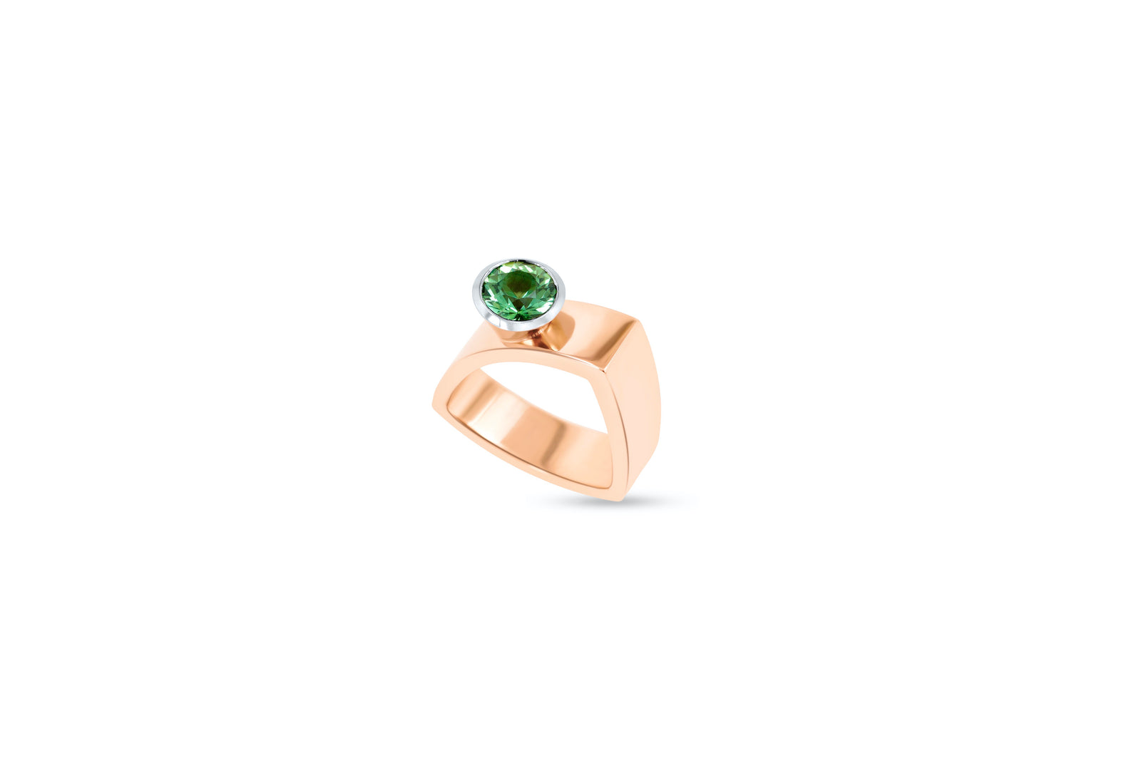 Green Tourmaline, Rose & White Gold Ring