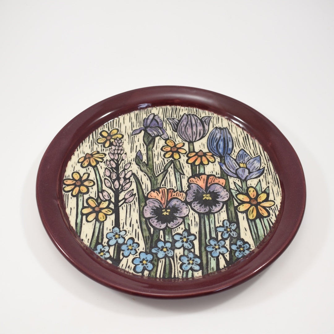 Plate, Spring Flowers, Purple