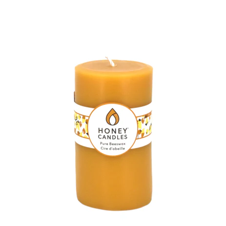5" Round Natural Beeswax Pillar Candle