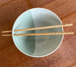 Noodle Bowl - Sea Glass & White