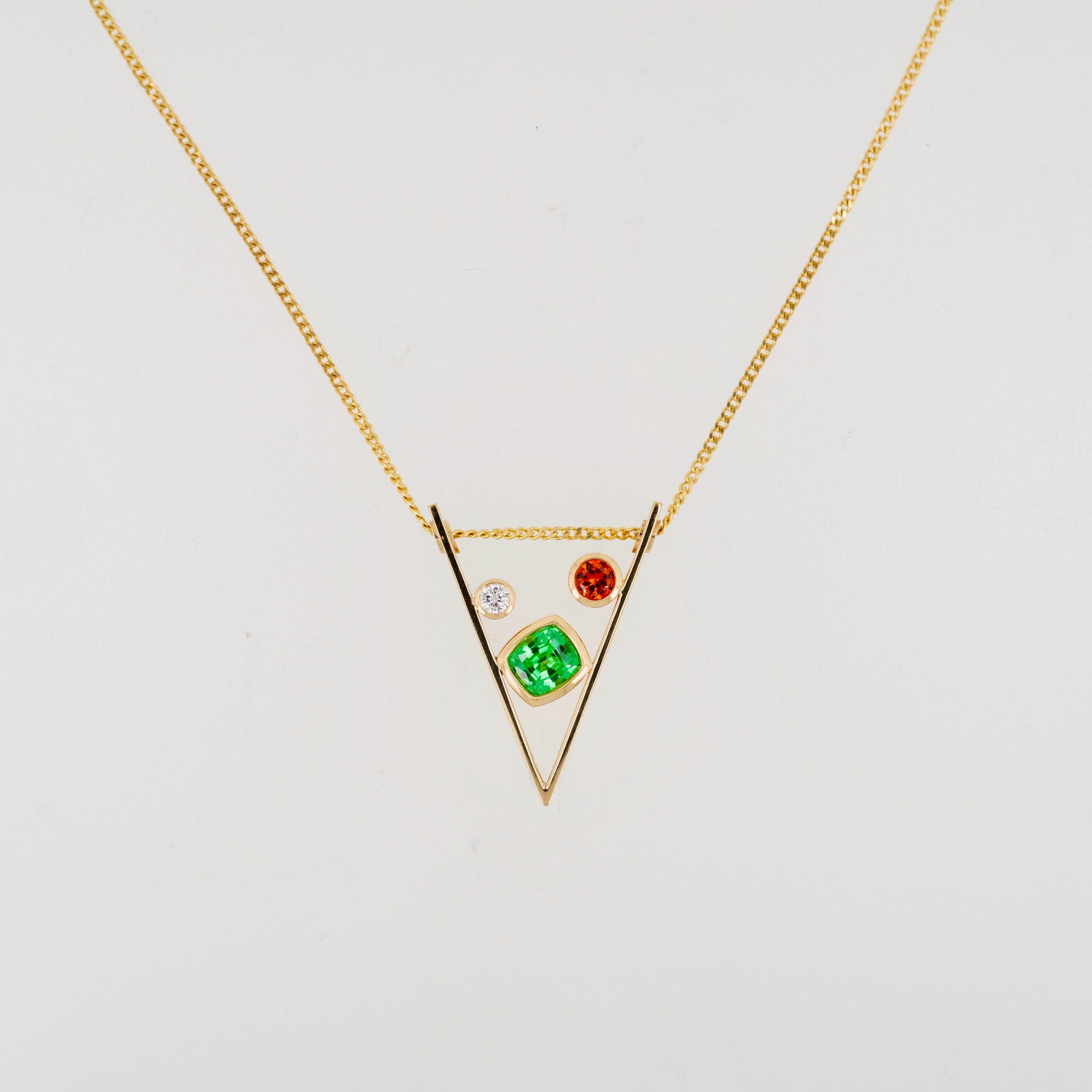 Gold, Tsavorite, Sapphire & Diamond Pendant