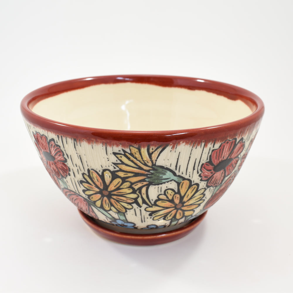 Berry Bowl - Spring flowers, red