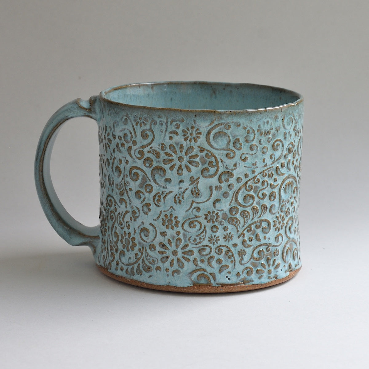 Medium Turquoise Floral Mug