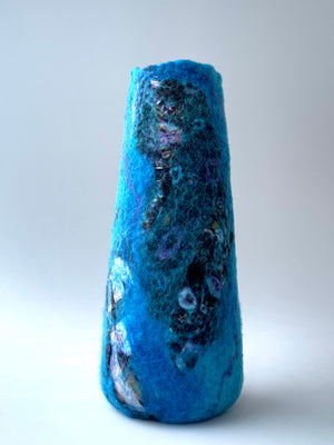 Felted Vase - Blue Silk 2