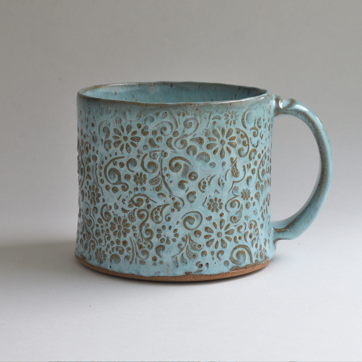 Medium Turquoise Floral Mug