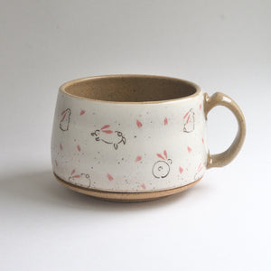 Rustic Round Mug - Bunnies
