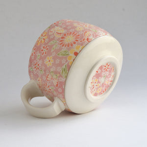 Round Mug - Pink Florals and Butterflies