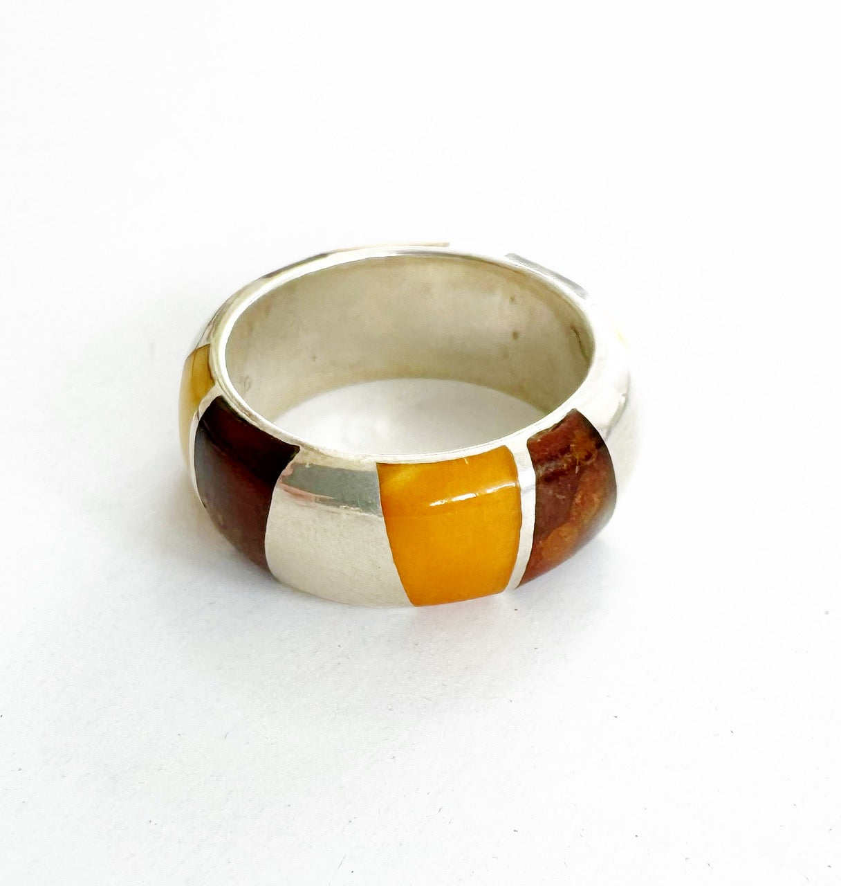 Multicolour Amber Ring