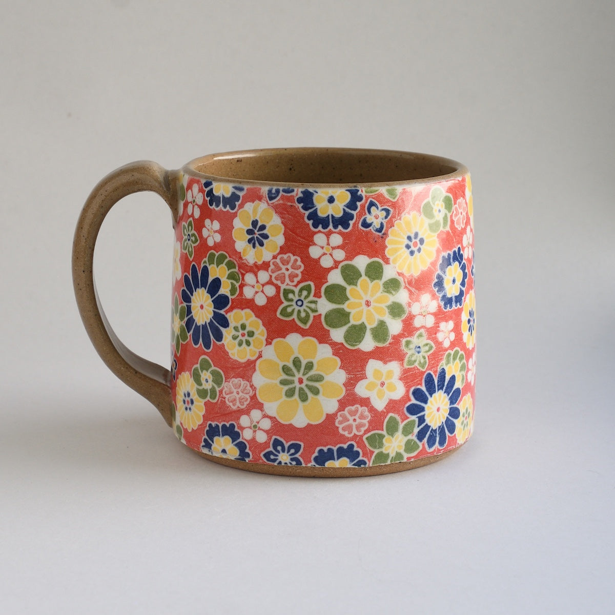 Rustic Medium Mug - Red Retro Florals