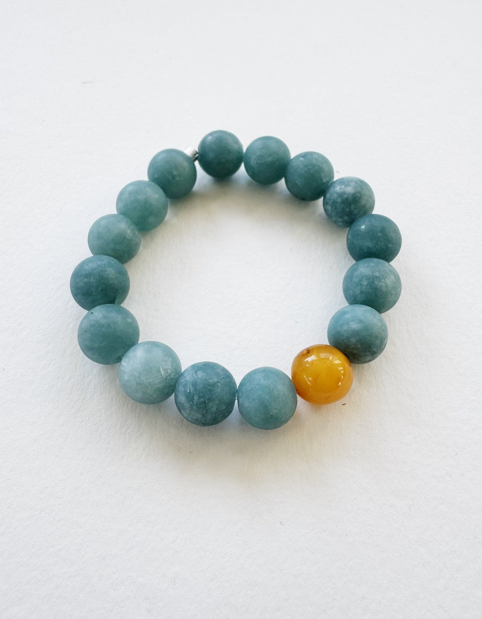 Blue-Green Tourmaline & Amber Bracelet