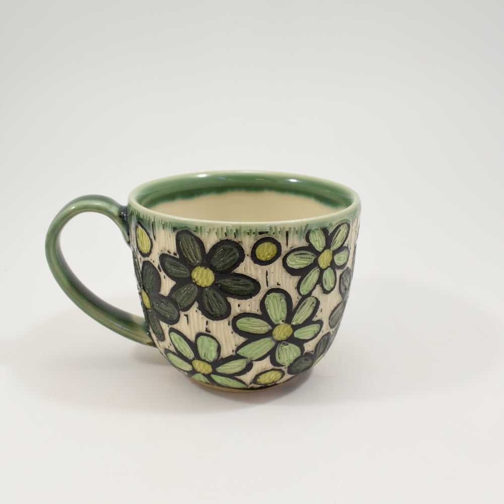 Teacup Rainbow Daisy - Green