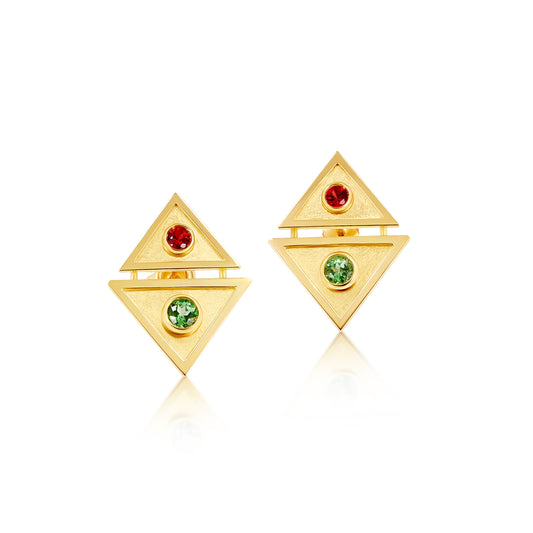 Tsavorite Garnet & Sapphire Earrings