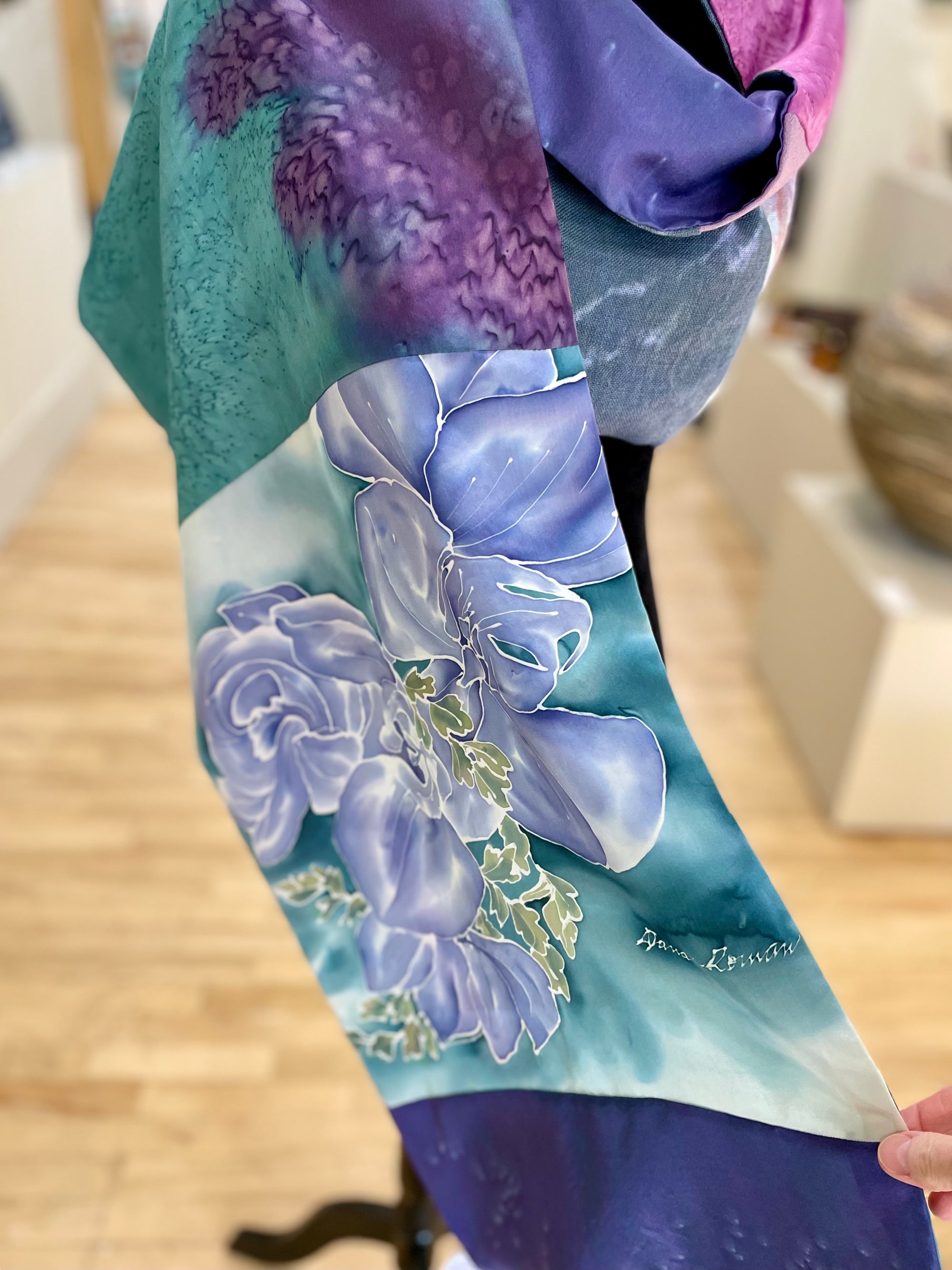 Pieced Scarf with Orchid (Teal + Blue)