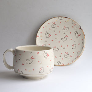 Round Mug and Saucer - Bunnies