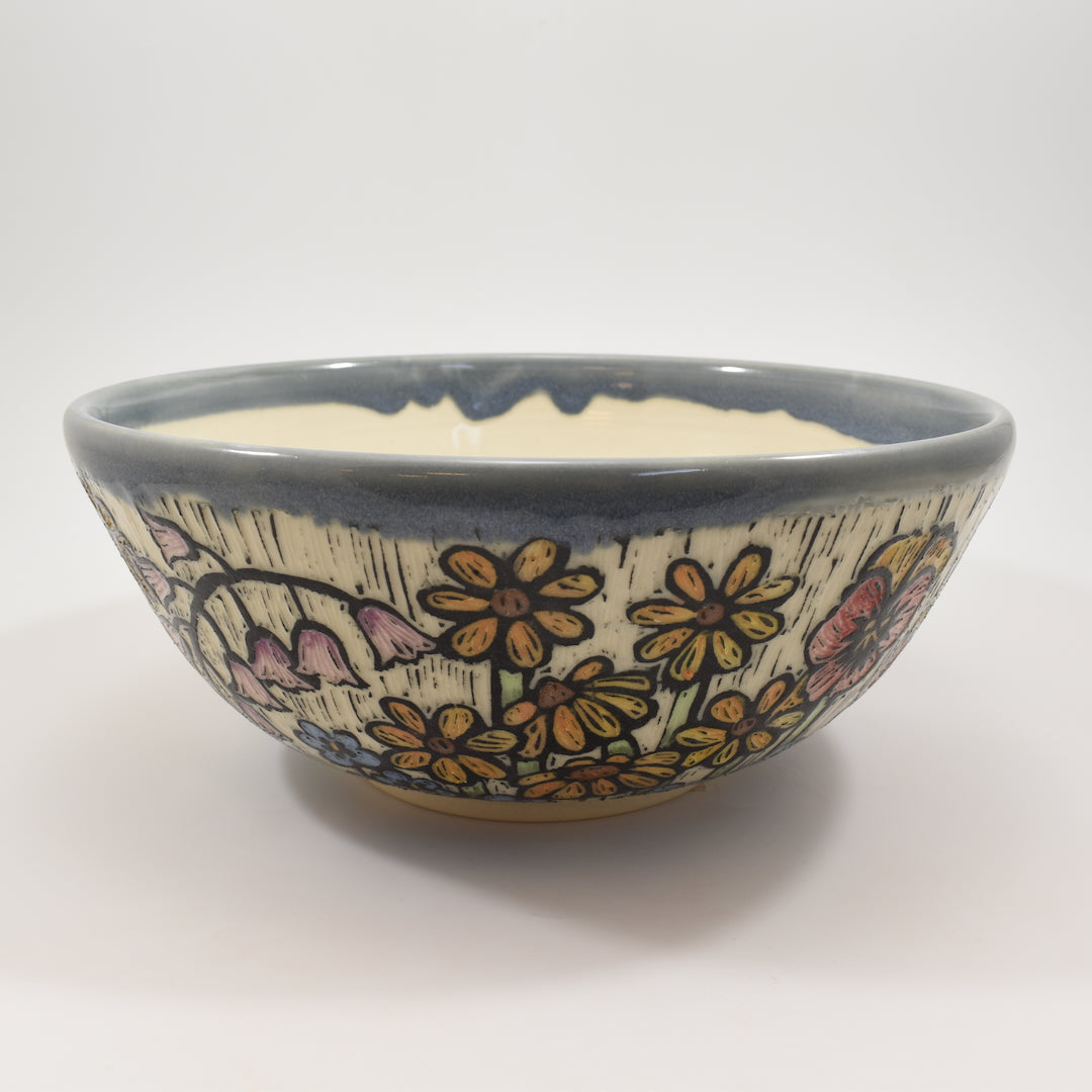 Bowl, Large - Spring Flowers, Light Blue