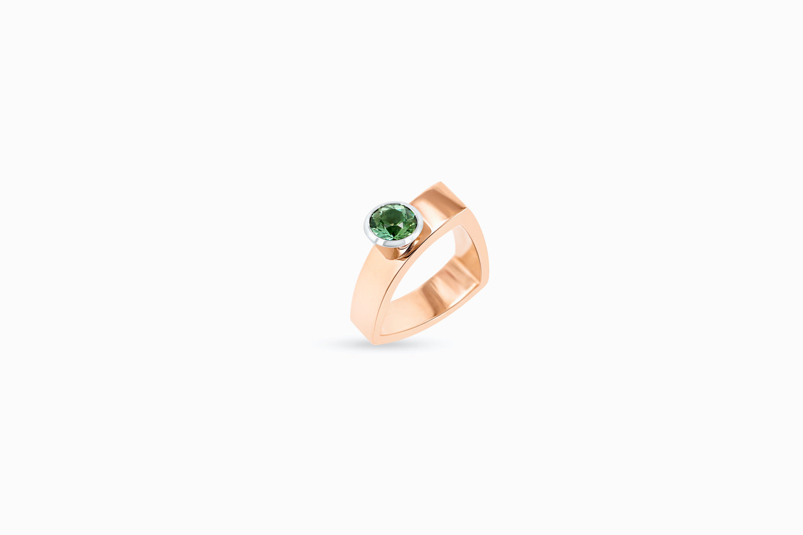 Green Tourmaline, Rose & White Gold Ring