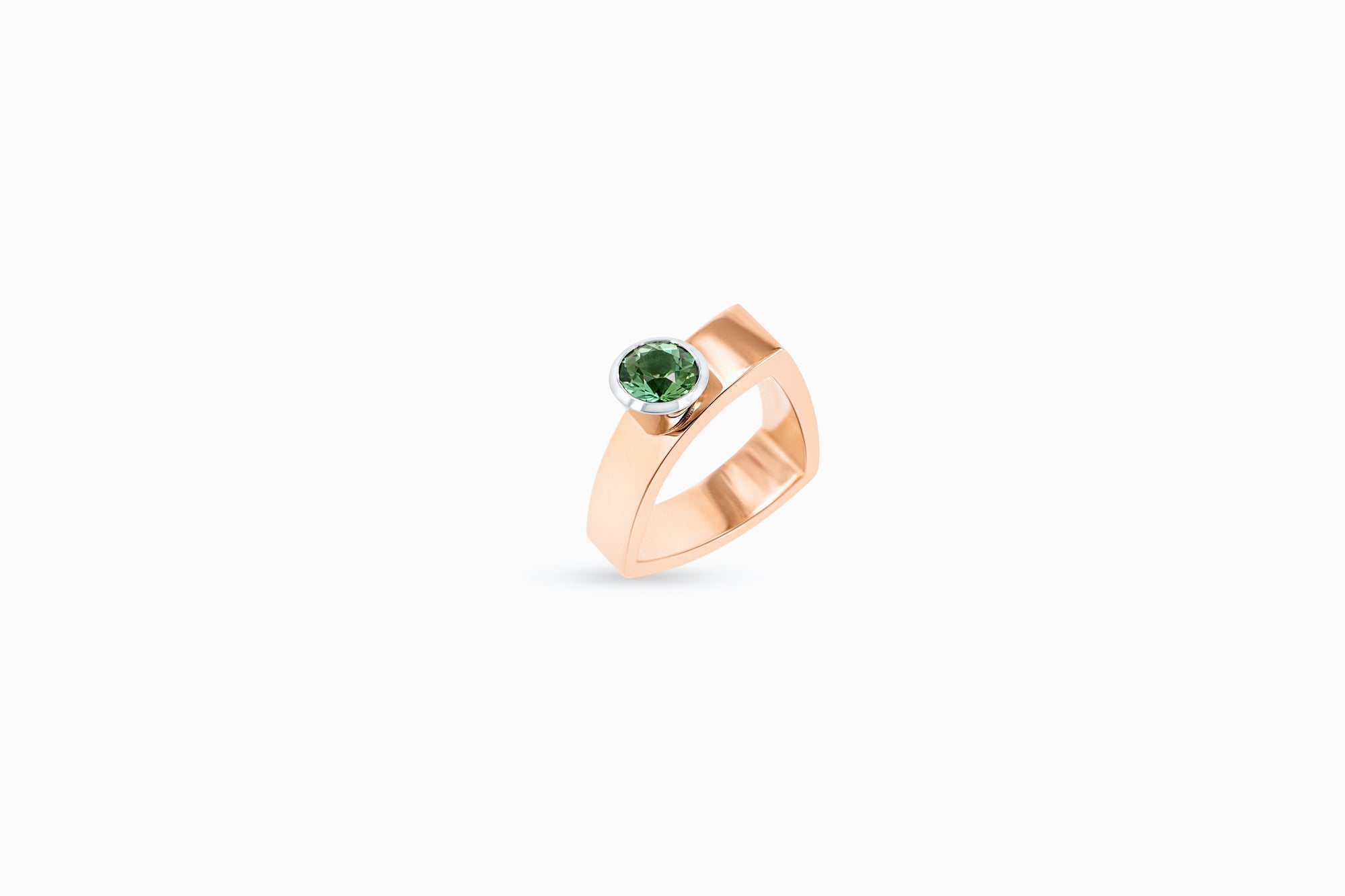 Green Tourmaline, Rose & White Gold Ring