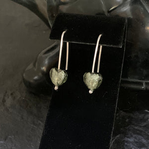 Murano Glass Heart Earrings- Sapling Green
