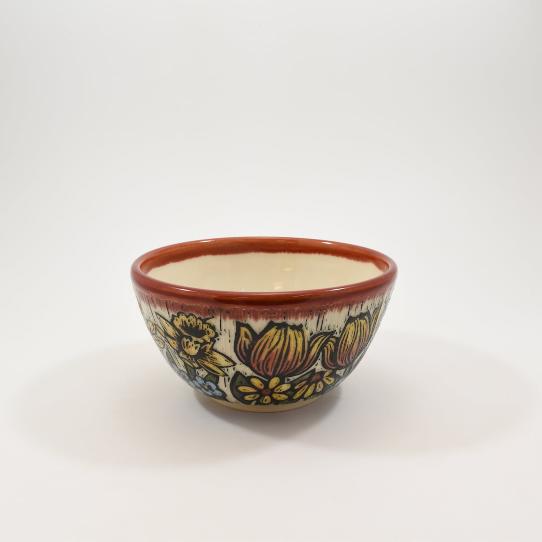 Cereal Bowl - Spring Flowers, Red