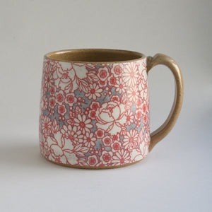 Rustic Medium Mug - Grey & Pink Peony