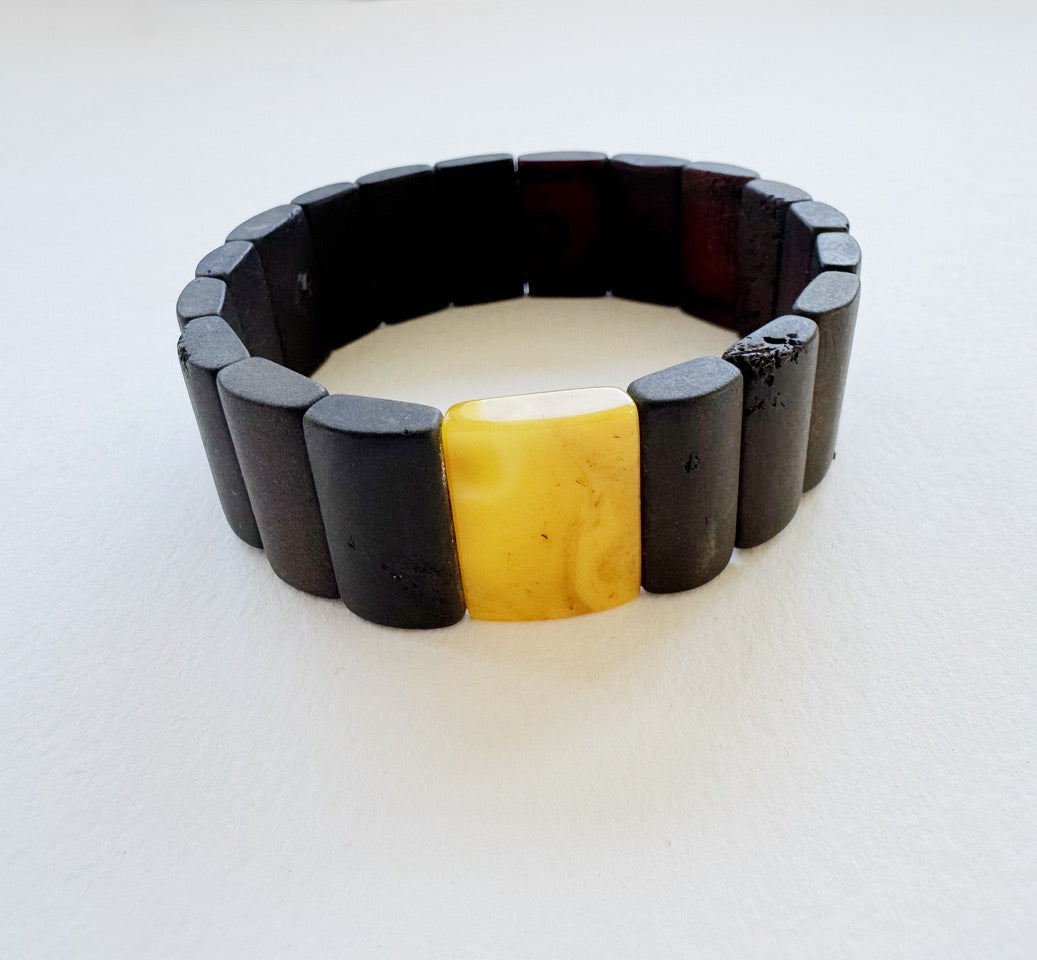 Black and Toffee Amber Bracelet