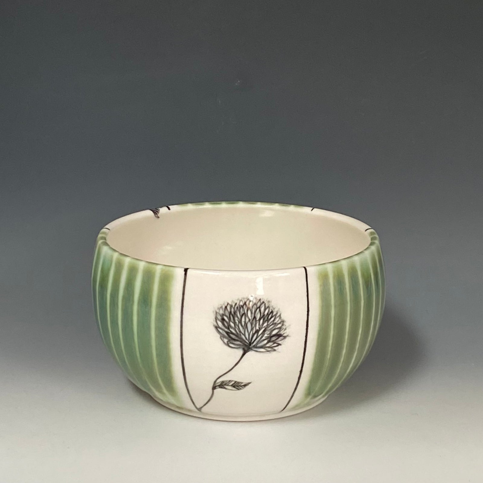 Bowl - Green Striped Floral