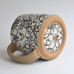 Rustic Medium Mug - Scribble Flowers