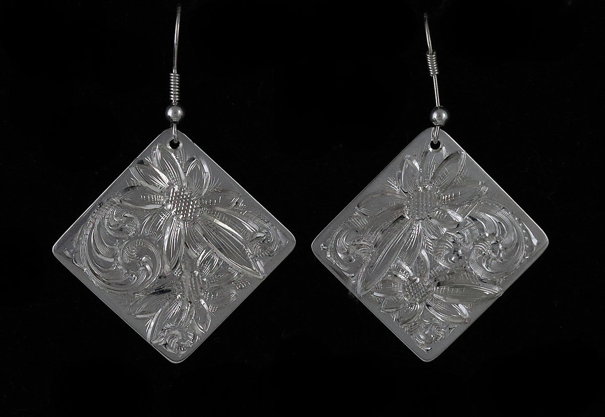 Diamond Shape Silver Earrings