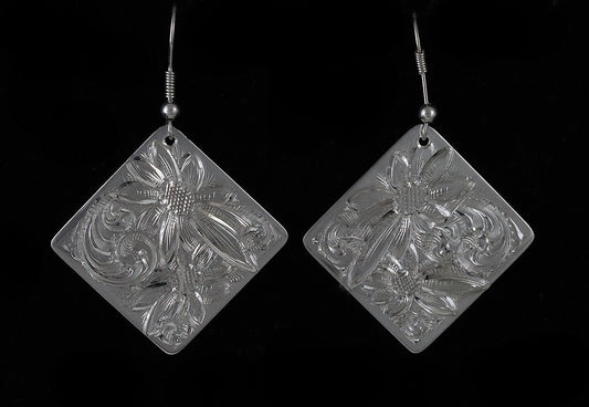 Diamond Shape Silver Earrings
