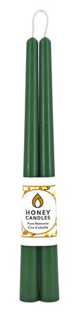 Pair of Beeswax 12" Taper Candles -  Forest Green