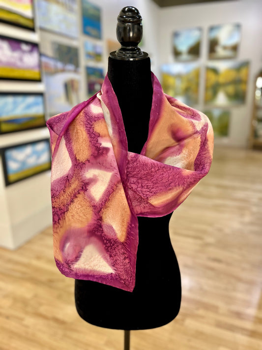 11" x 60" Silk Scarf - Plum & Apricot
