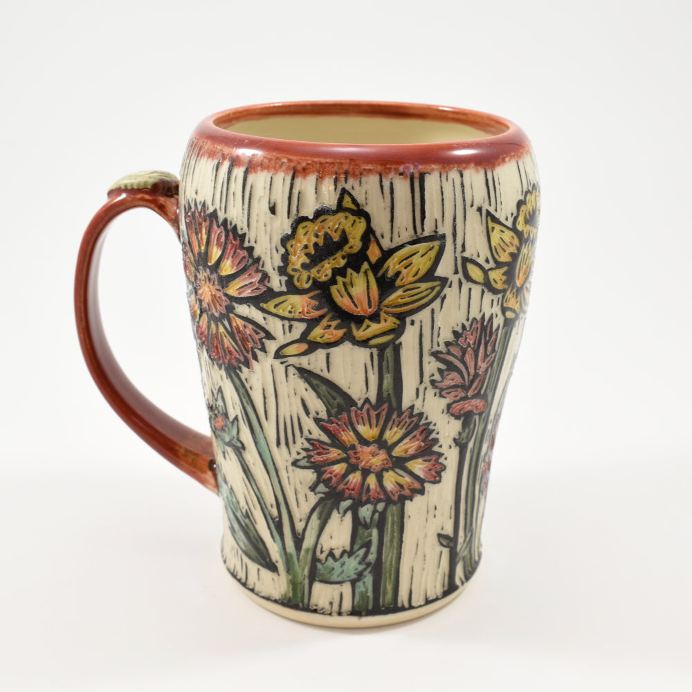 Lg Mug - Spring flower, red