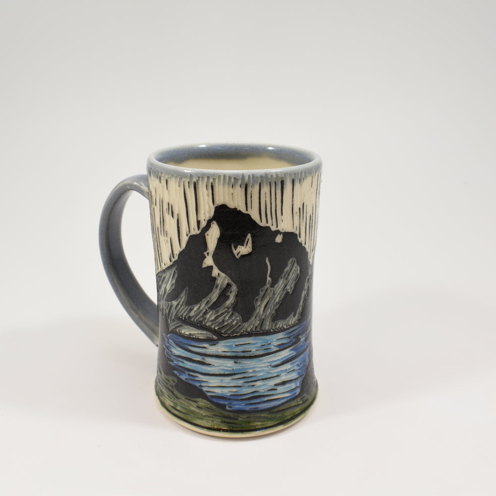 Mountain Lake with Cabin - Light Blue