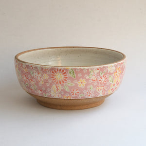 Rustic Comfort Food Bowl - Pink Florals and Butterflies