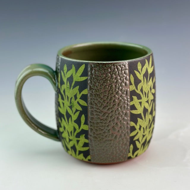 Green Mug with Leaves