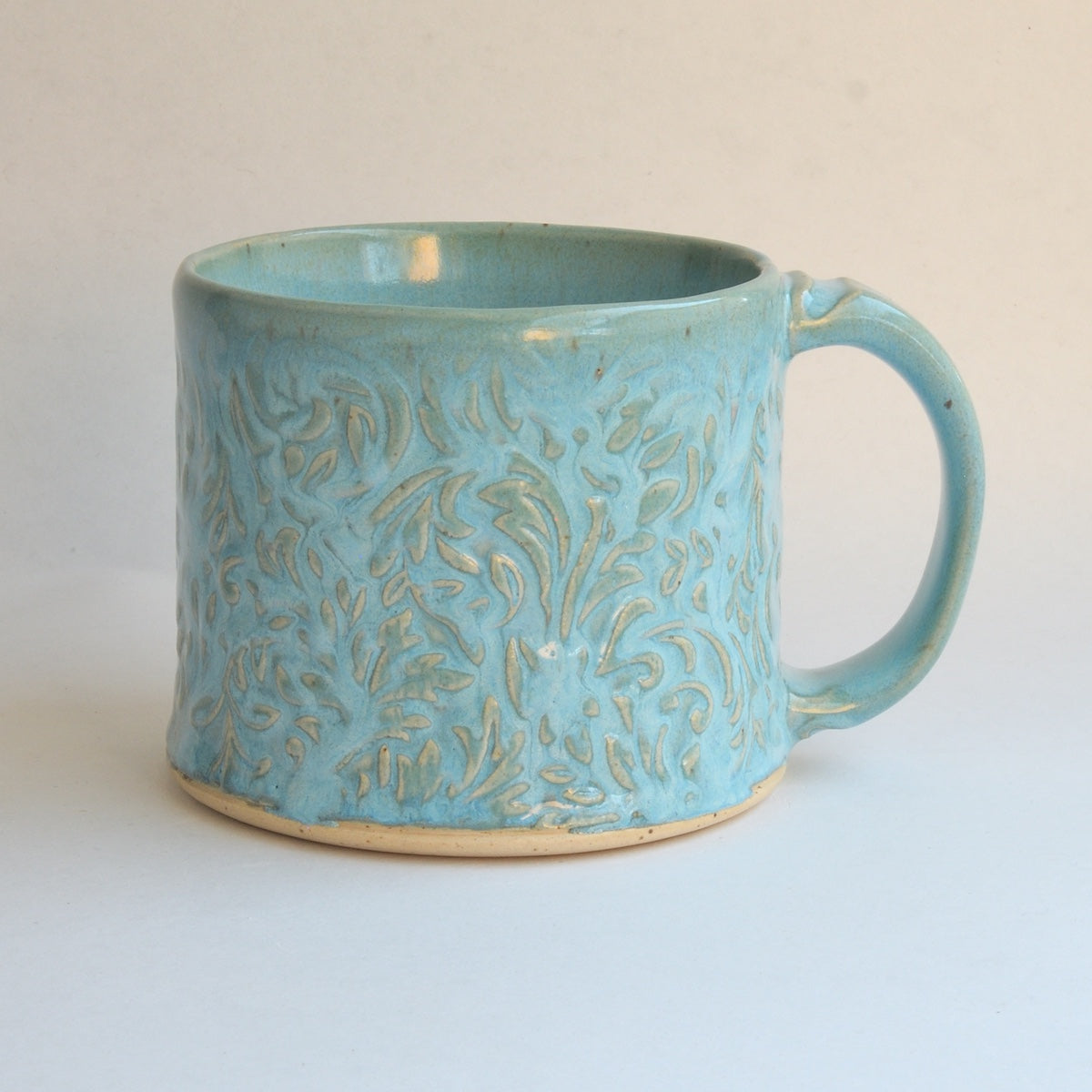 Turquoise Vine Mug - White Clay