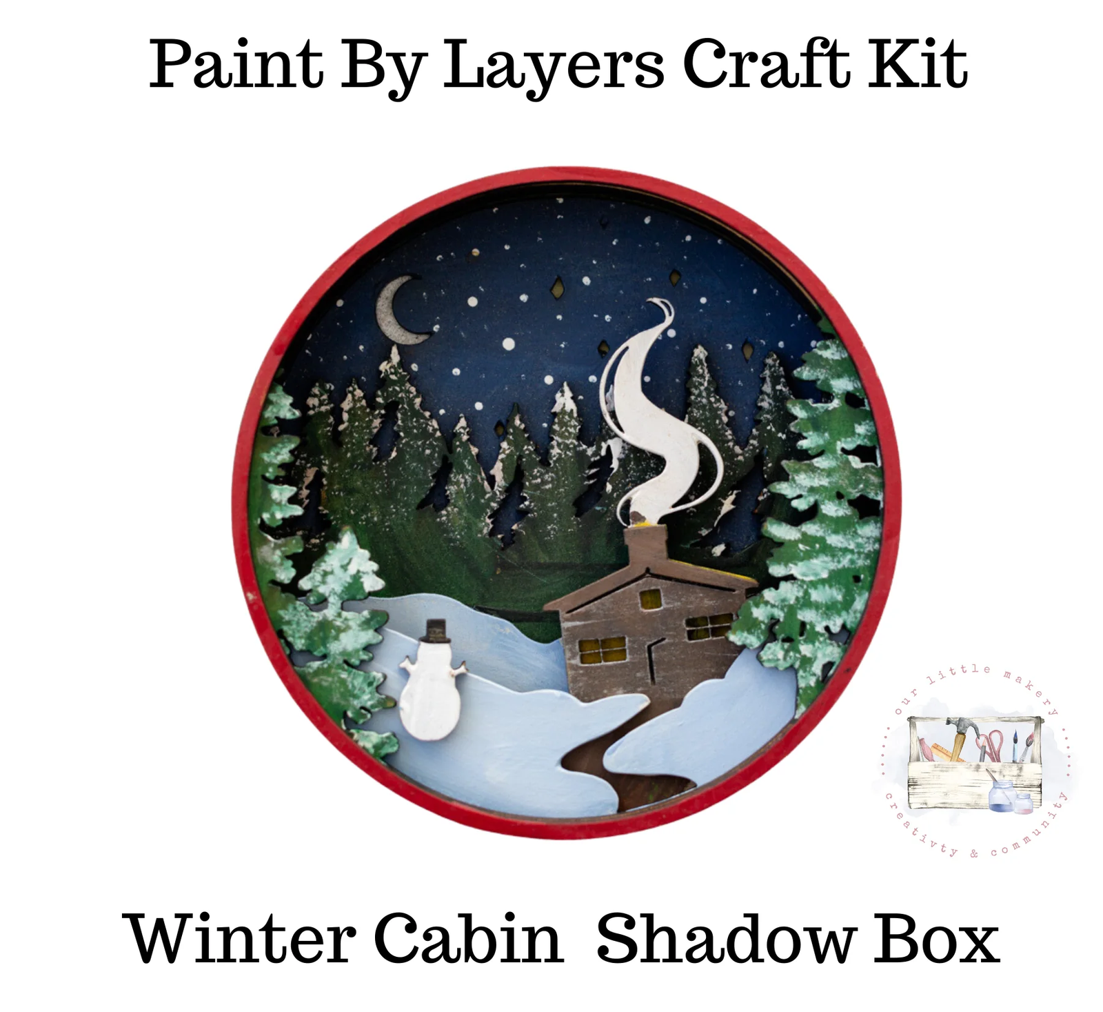 Winter Cabin Shadow Box Kit
